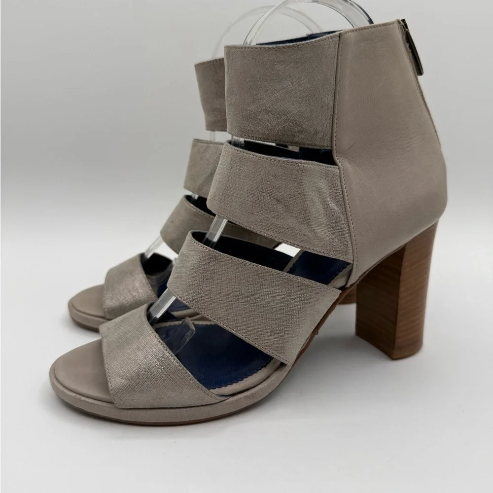Valentina Rangoni Metallic Silver Strappy Chunky Sandals Stylish Block Heels - Picture 9 of 15